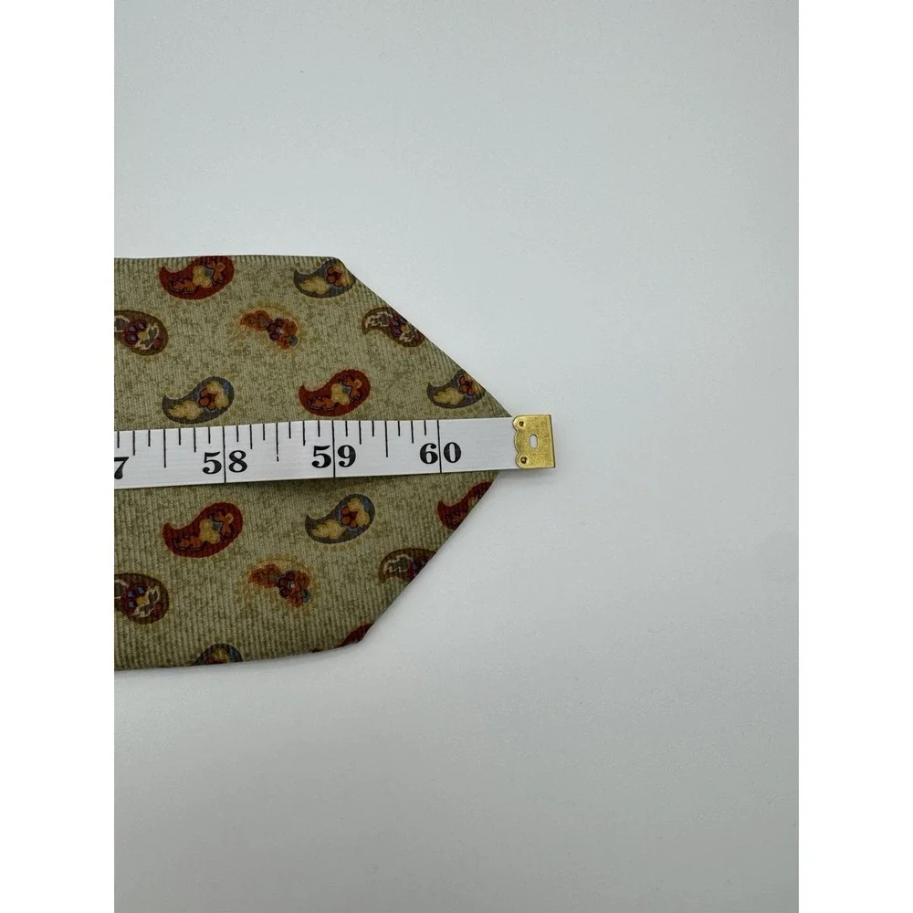 Ermenegildo Zegna‎ Silk Tie Beige Paisley Floral Necktie Made in Italy Luxury